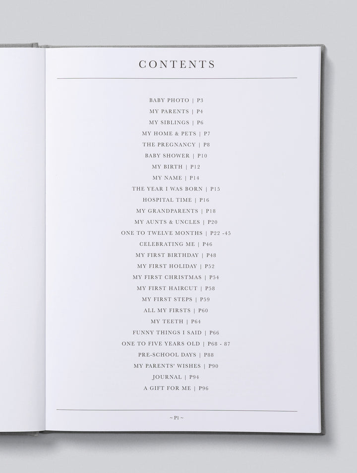 Write To Me - Baby Journal Birth to Five Years - Grey