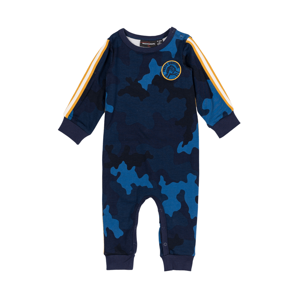 Rock Your Baby Blue Peace Brother Long Sleeve Playsuit
