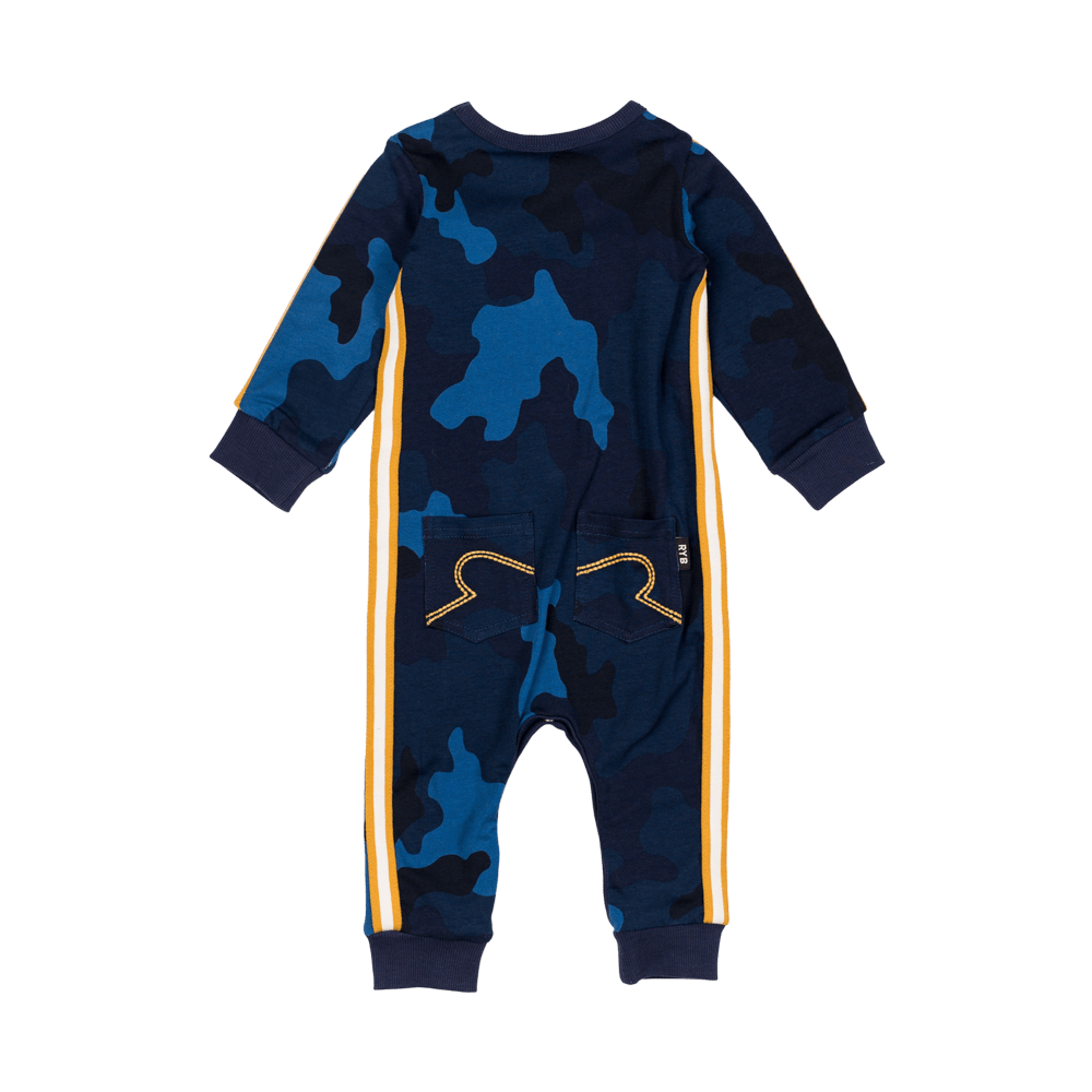 Rock Your Baby Blue Peace Brother Long Sleeve Playsuit