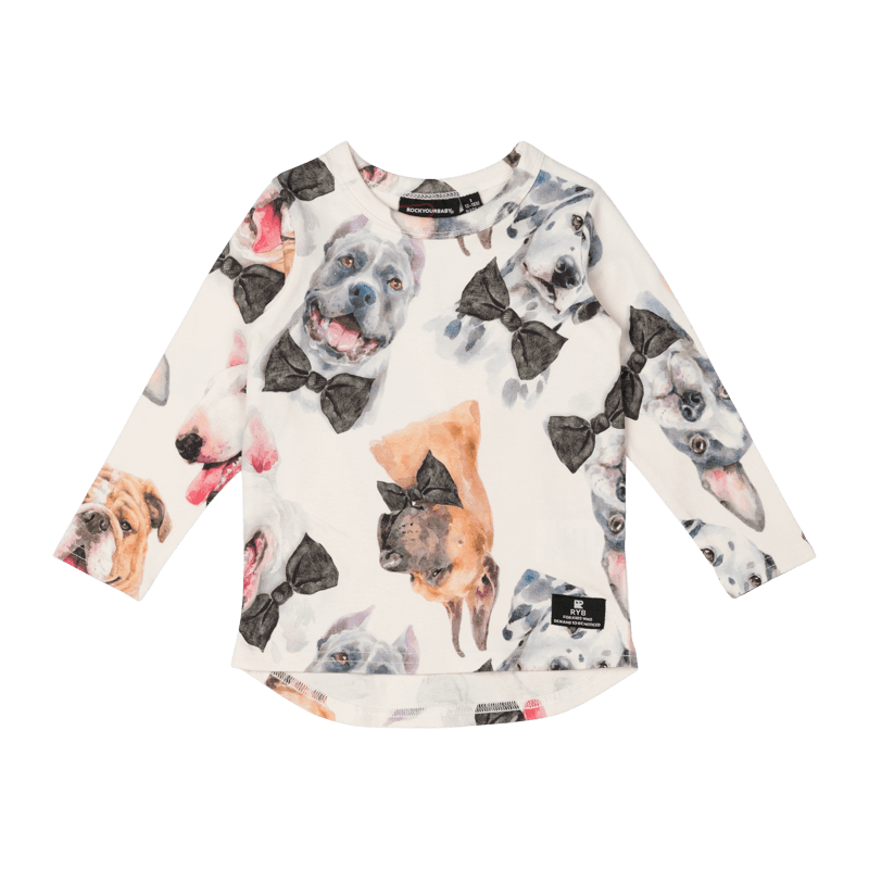 Rock Your Baby Black Tie Pups Baby Long Sleeve T-Shirt
