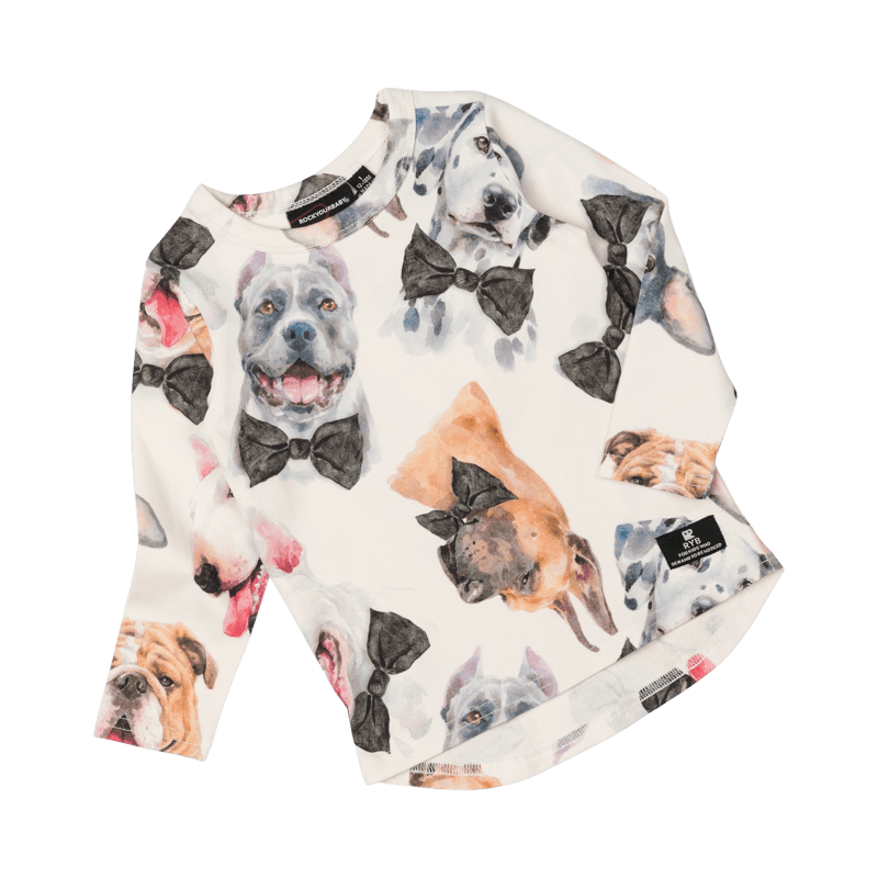 Rock Your Baby Black Tie Pups Baby Long Sleeve T-Shirt