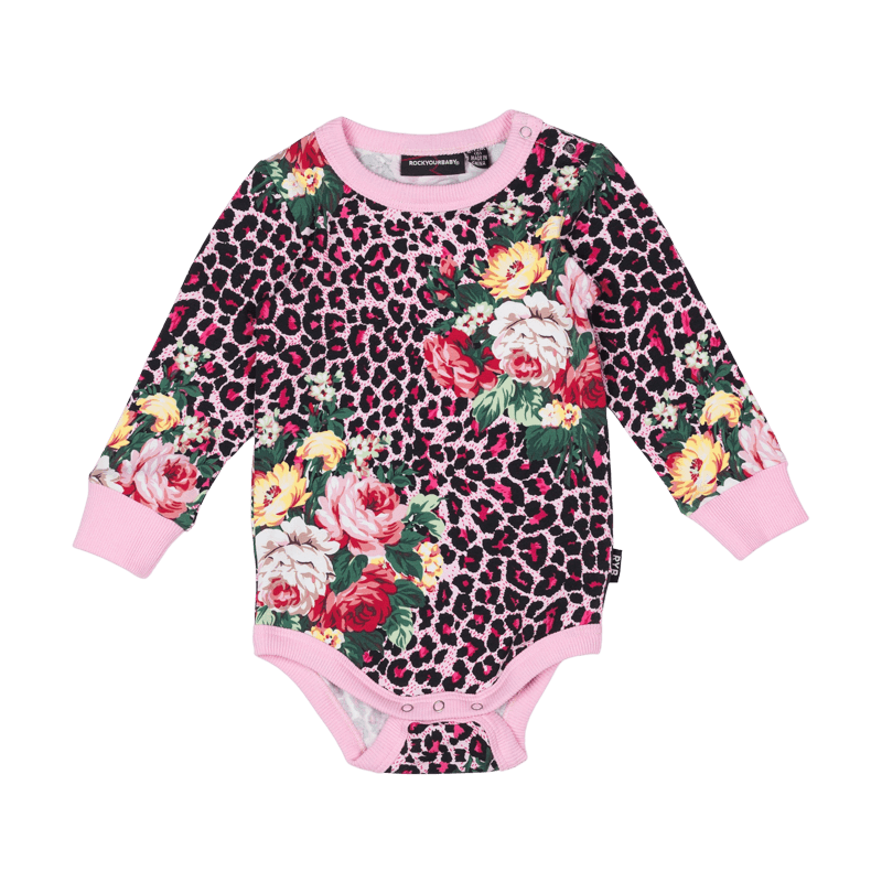 Rock Your Baby Pink Leopard Floral Bodysuit