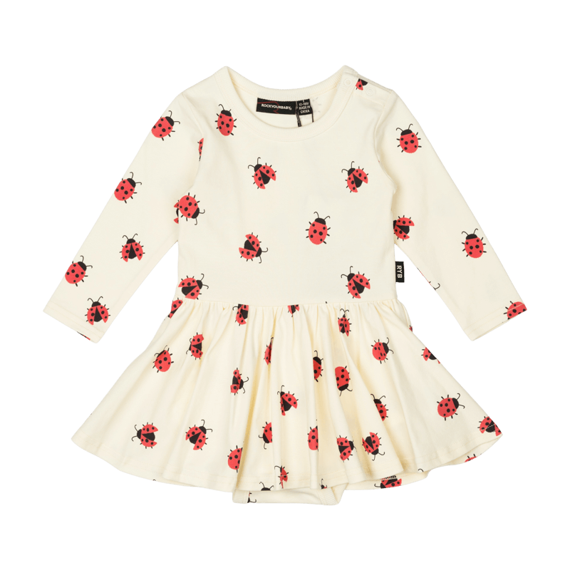 Rock Your Baby Ladybug Baby Waisted Dress