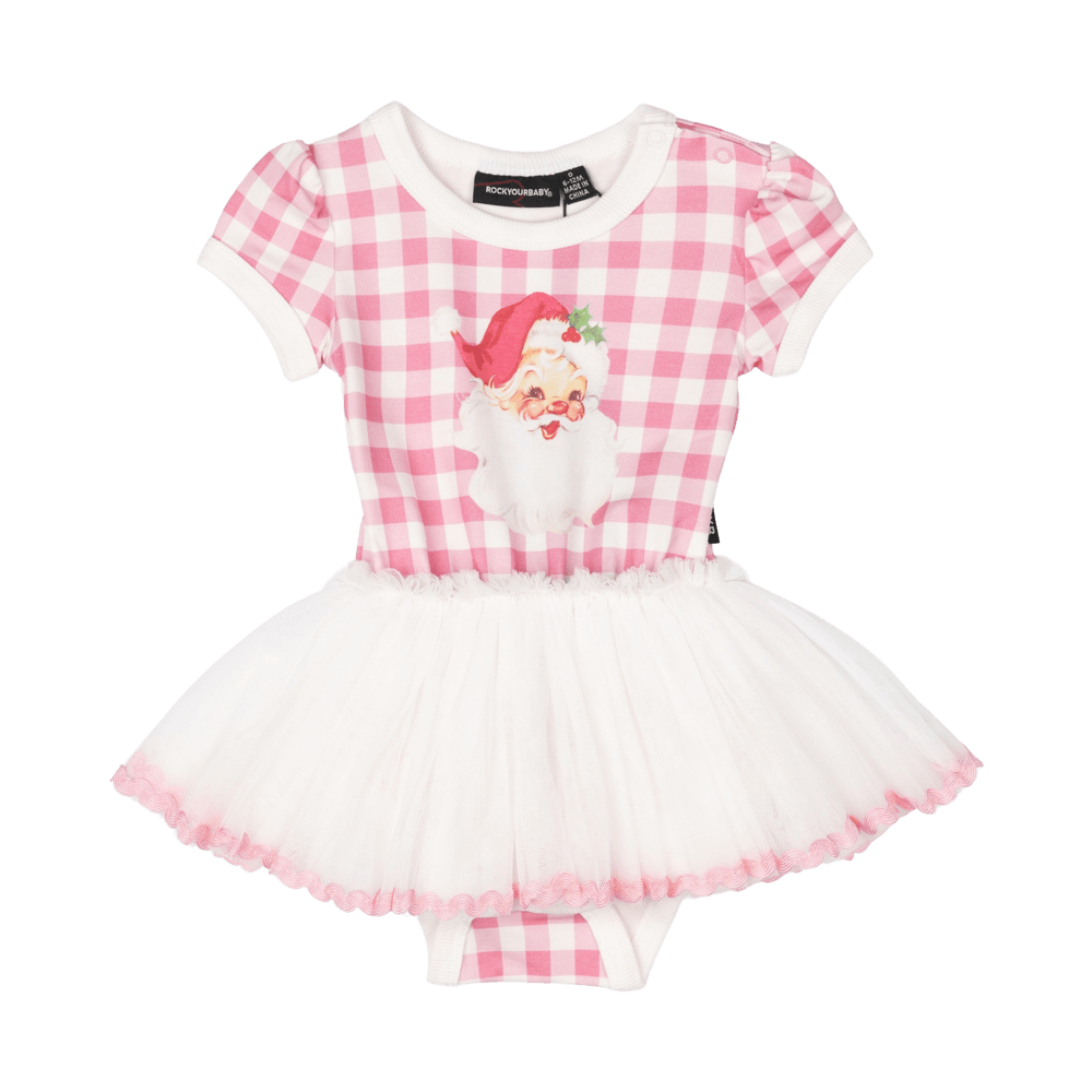Rock Your Baby Circus Dress - Pink Gingham Santa | Baby