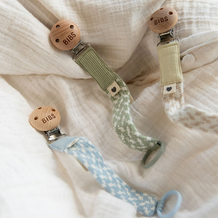 BIBS Pacifier Clip - Baby Blue/Ivory