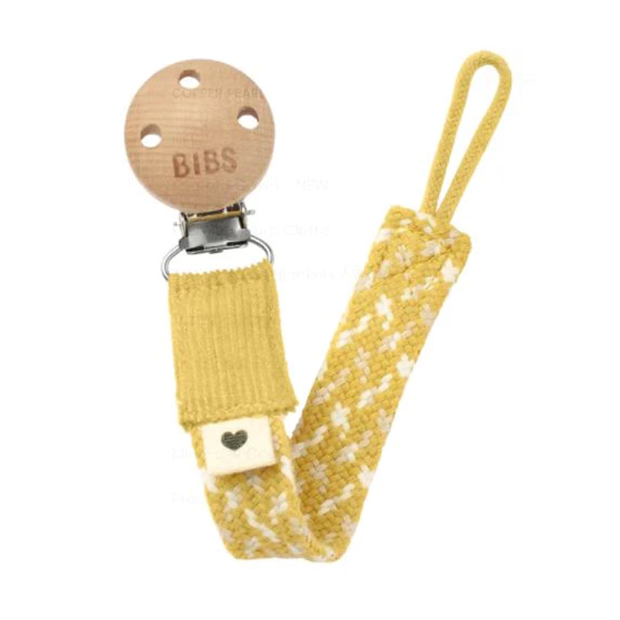 Bibs Pacifier Clip - Mustard/Ivory