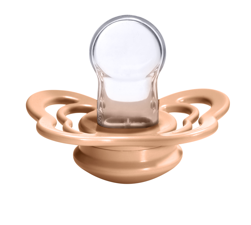 Couture Silicone Pacifier 2 Pack  - Peach/Woodchuck