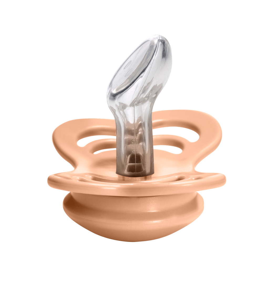 Couture Silicone Pacifier 2 Pack  - Peach/Woodchuck