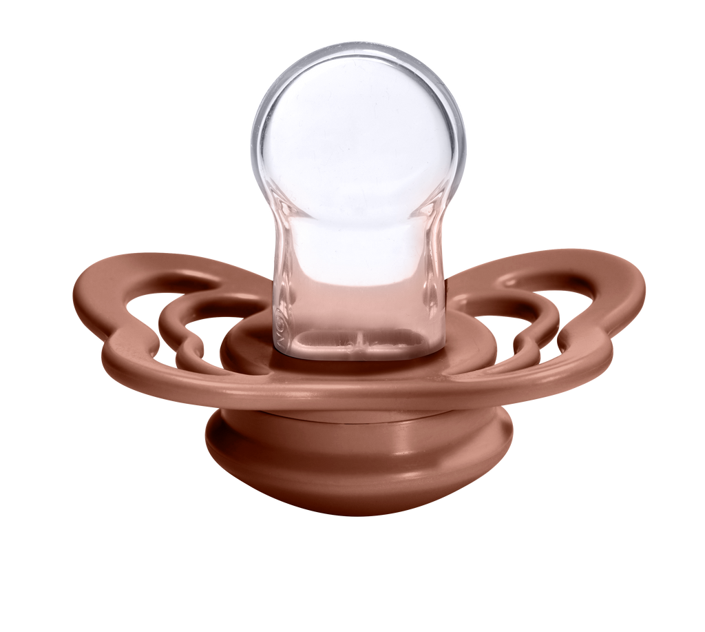 Couture Silicone Pacifier 2 Pack  - Peach/Woodchuck