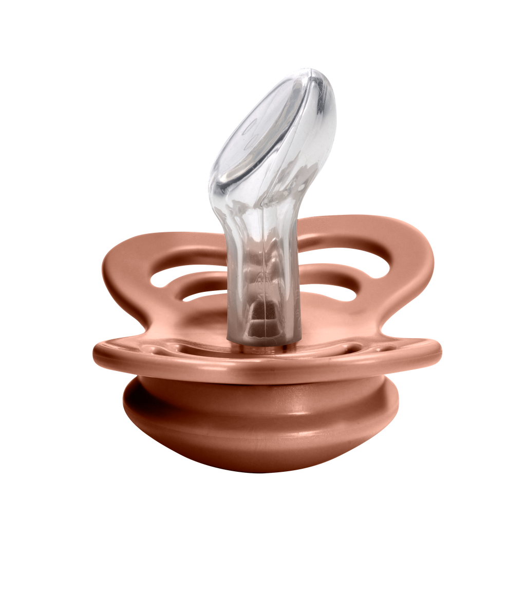 Couture Silicone Pacifier 2 Pack  - Peach/Woodchuck