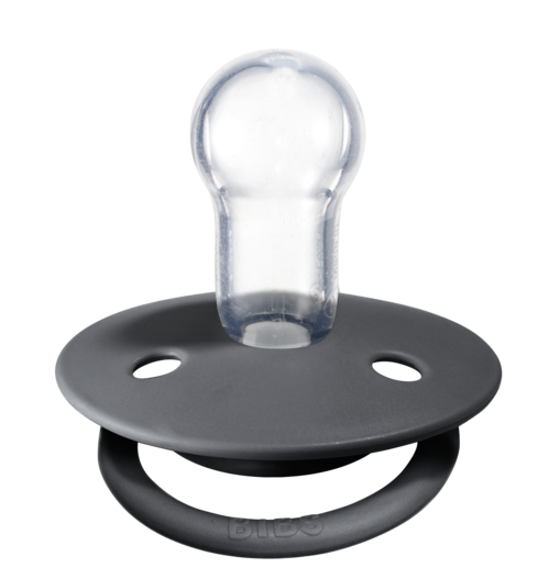 De Lux Silicone Pacifier 2 Pack - Iron/Baby Blue