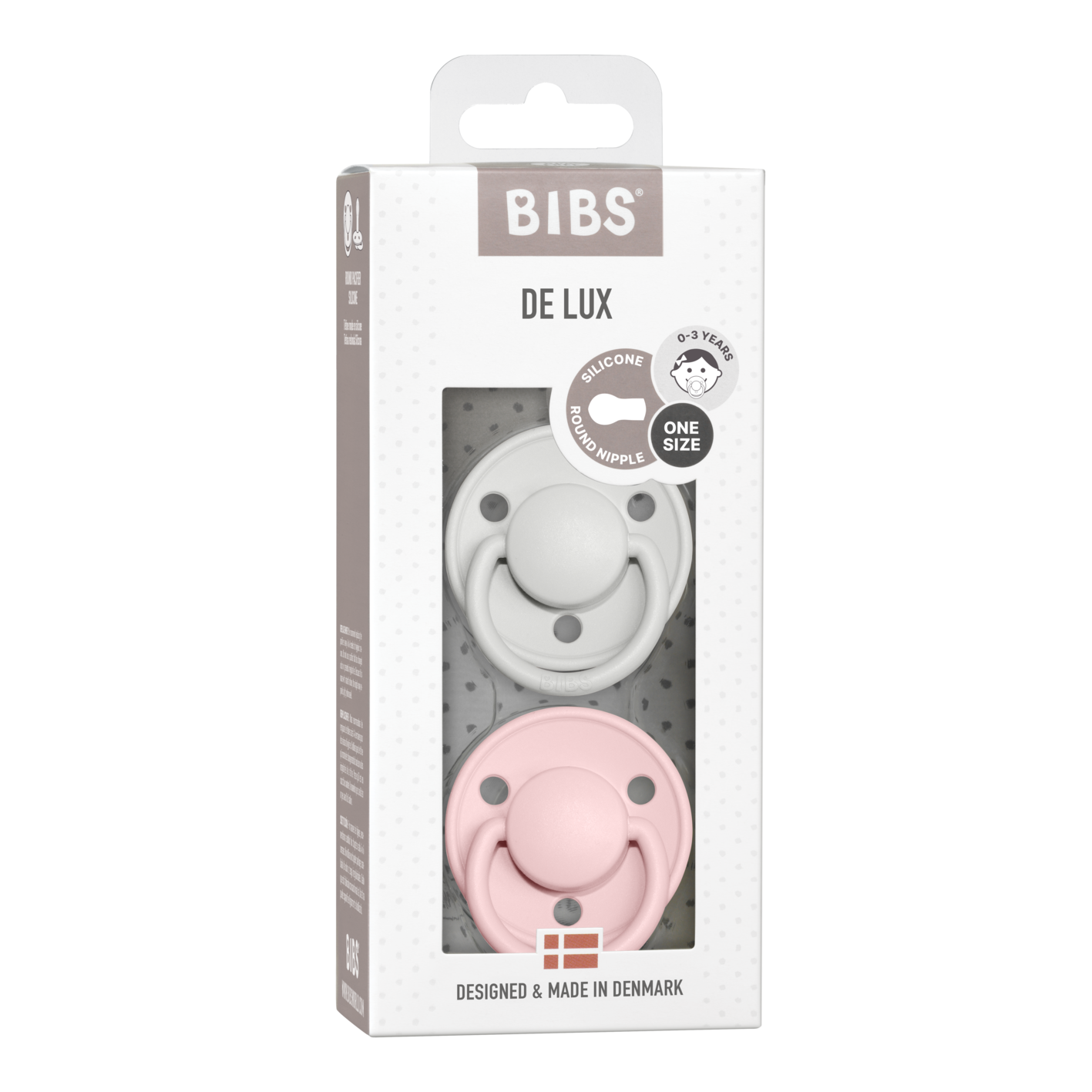 BIBS De Lux Silicone Pacifier 2 Pack - Haze/Blossom