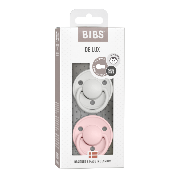 BIBS De Lux Silicone Pacifier 2 Pack - Haze/Blossom