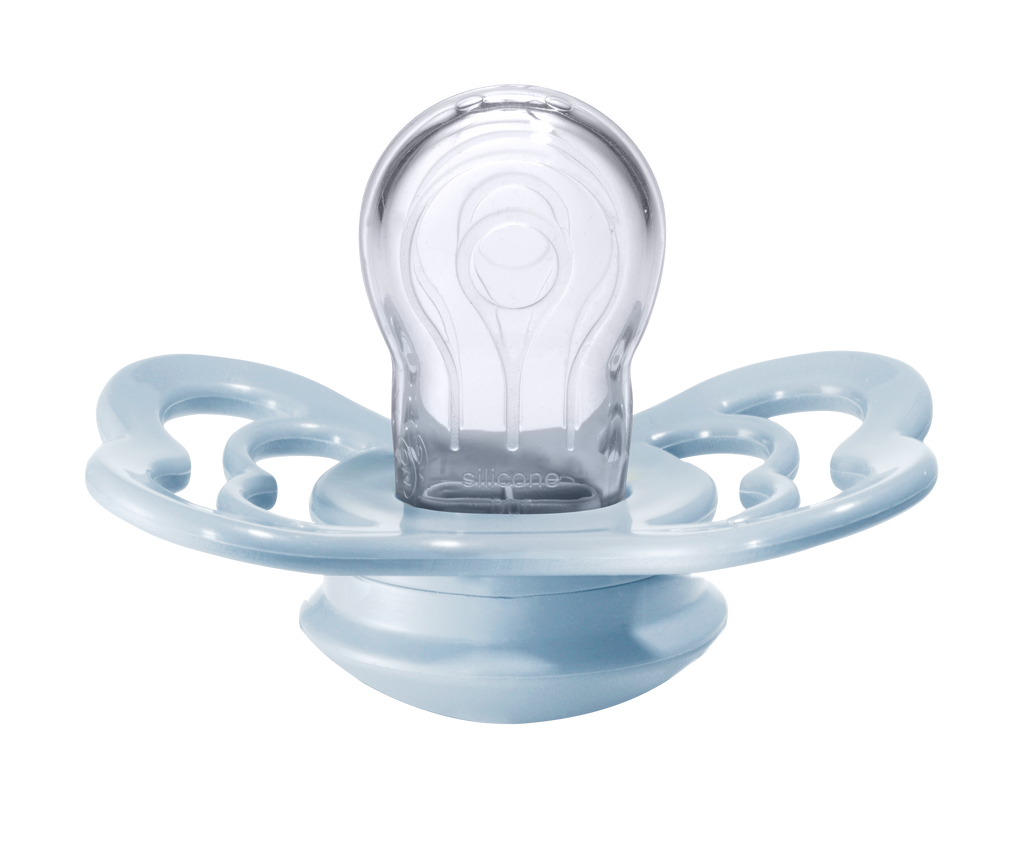 Supreme Silicone Pacifier 2 Pack - Iron/Baby Blue