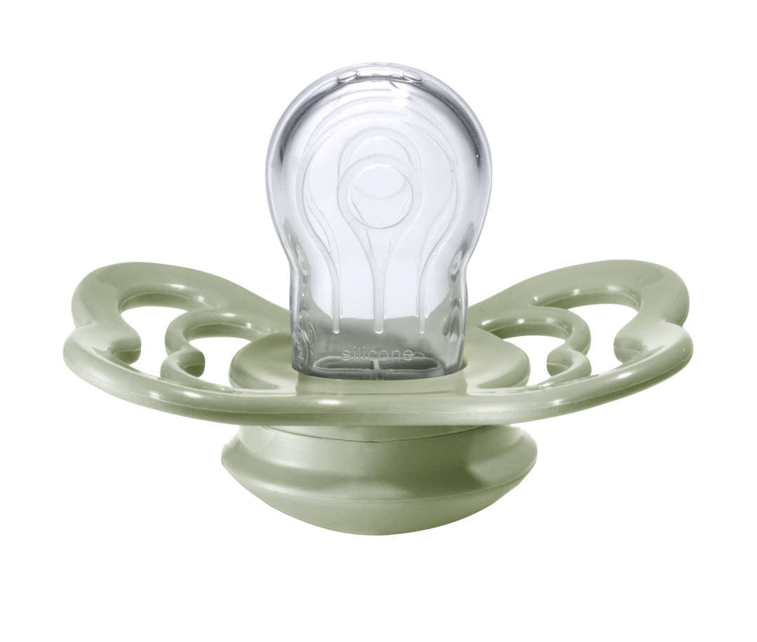 BIBS Supreme Silicone Pacifier 2 Pack - Ivory/Sage