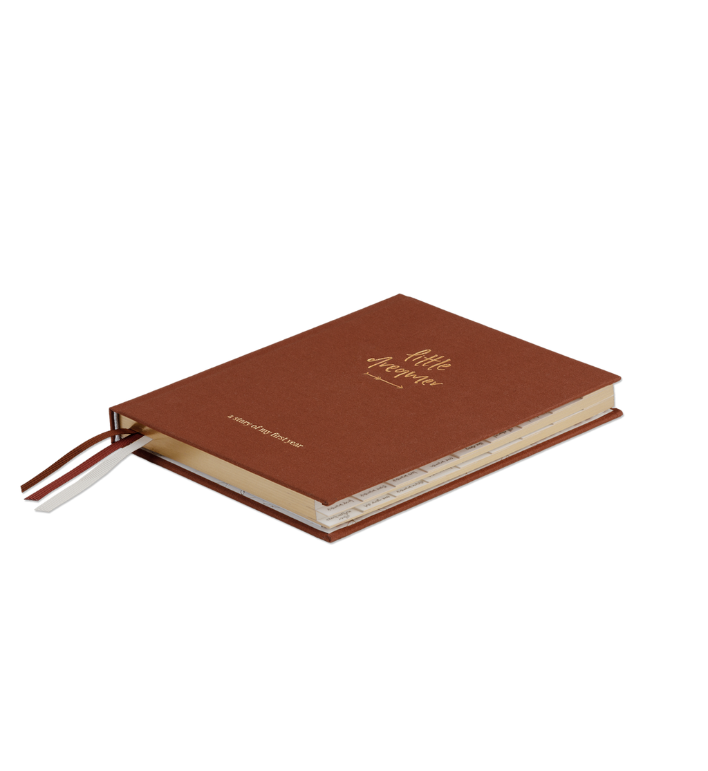 Boxed Linen Cover Luxe Baby Journal - Pecan