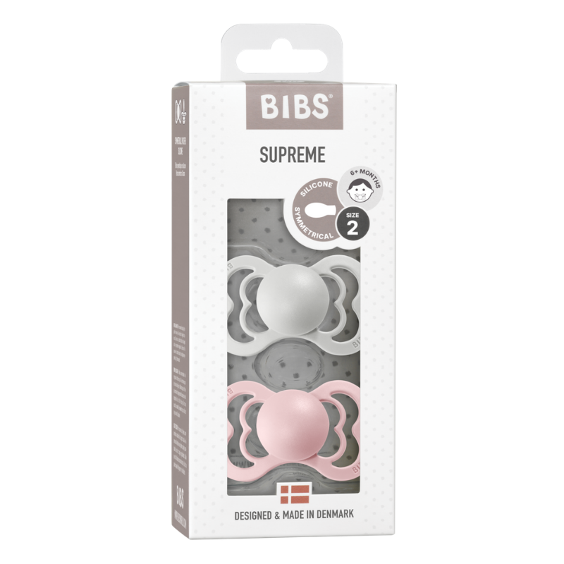BIBS Supreme Silicone Pacifier 2 Pack - Blossom/Haze