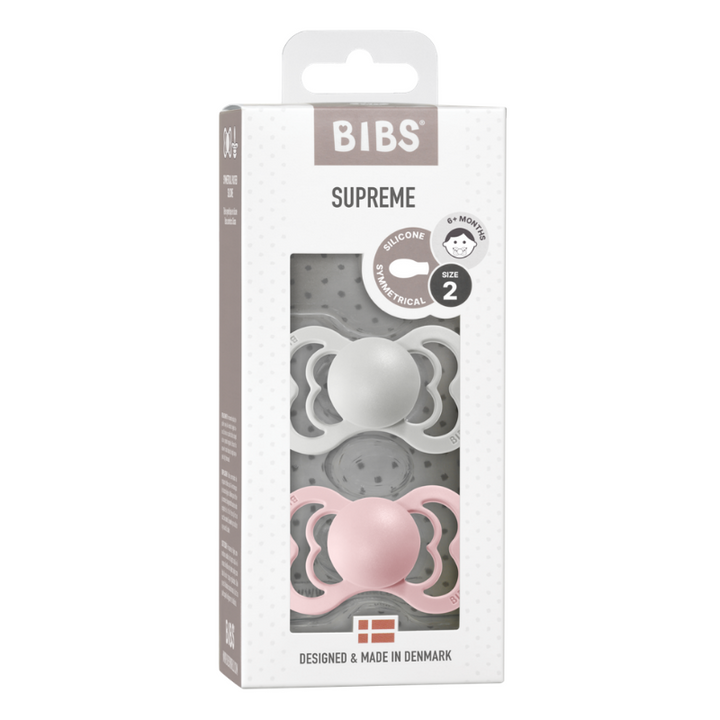 BIBS Supreme Silicone Pacifier 2 Pack - Blossom/Haze