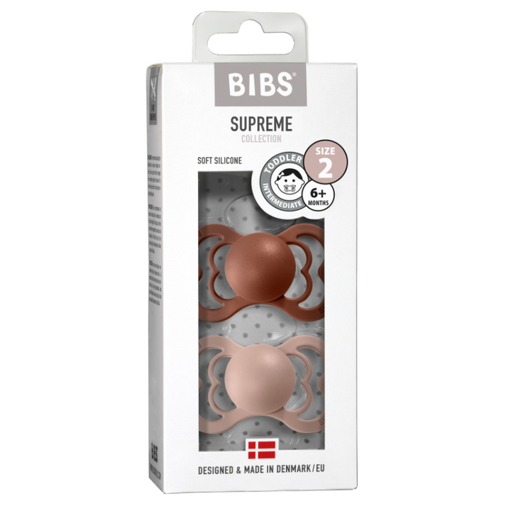 Bibs Pacifier 2 Pack Supreme - Silicone - Woodchuck/Blush