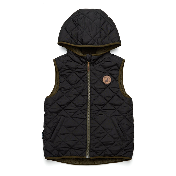 Crywolf Reversible Hooded Yeti Vest - Black/Khaki