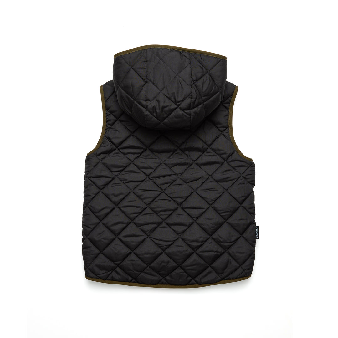 Crywolf Reversible Hooded Yeti Vest - Black/Khaki