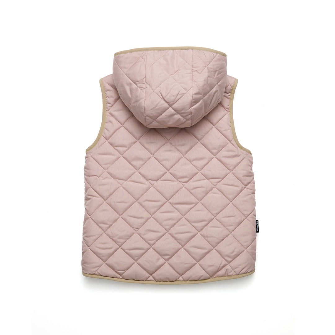 Crywolf Reversible Hooded Yeti Vest - Dusty Pink/Camel