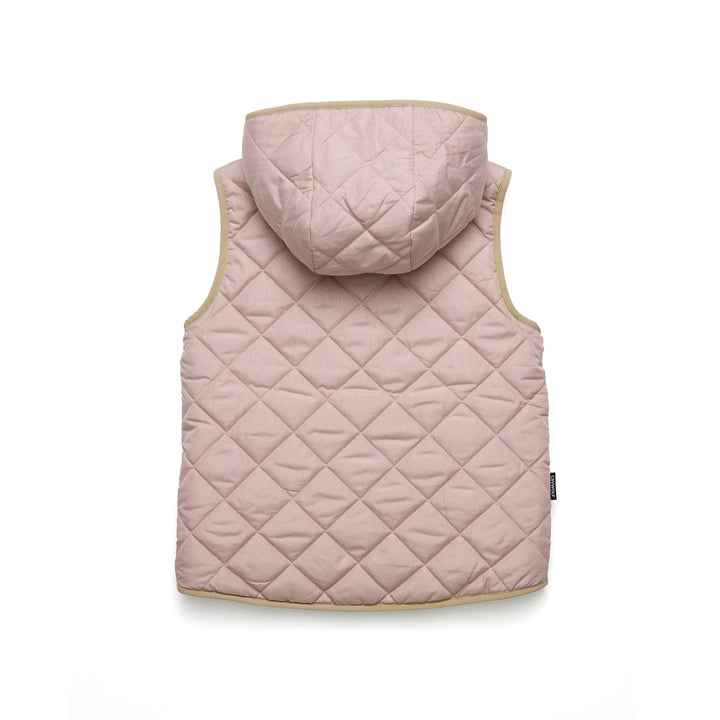 Crywolf Reversible Hooded Yeti Vest - Dusty Pink/Camel