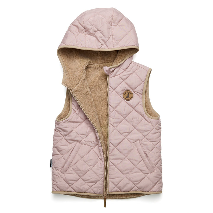 Crywolf Reversible Hooded Yeti Vest - Dusty Pink/Camel