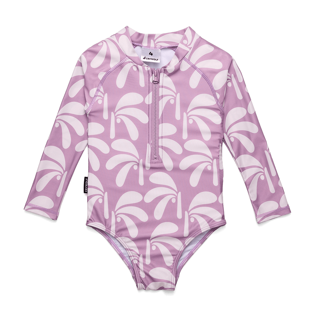 Crywolf Long Sleeve Swimsuit - Lilac Palms