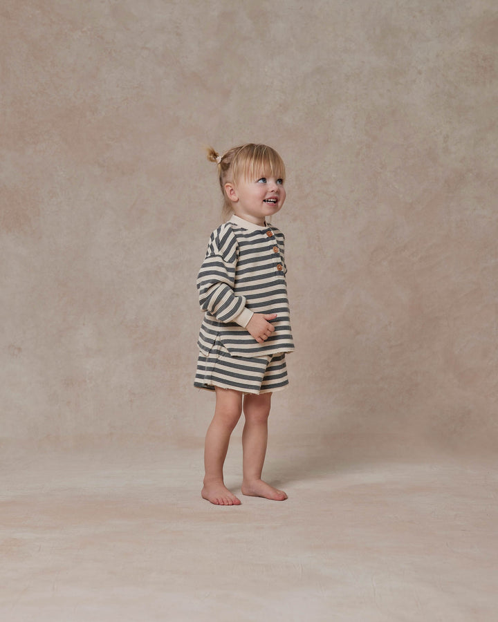 Rylee + Cru Waffle Knit Set - Navy Stripe