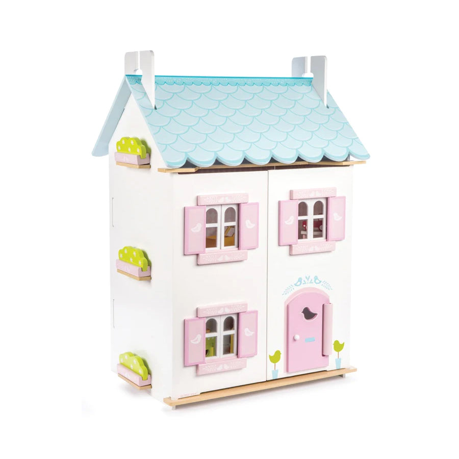 Daisylane Blue Bird Cottage Doll House with Furniture