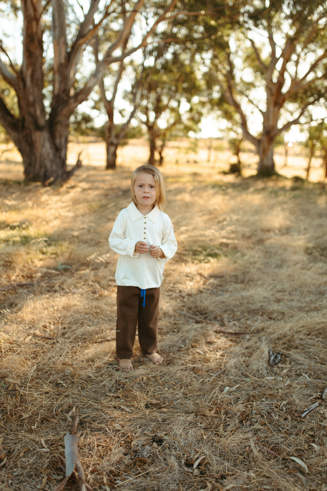 Grown Organic Collar Long Sleeve Tee - Milk