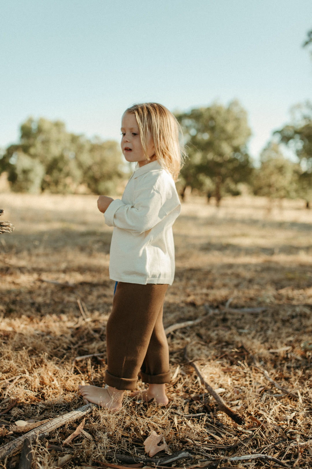 Grown Organic Collar Long Sleeve Tee - Milk