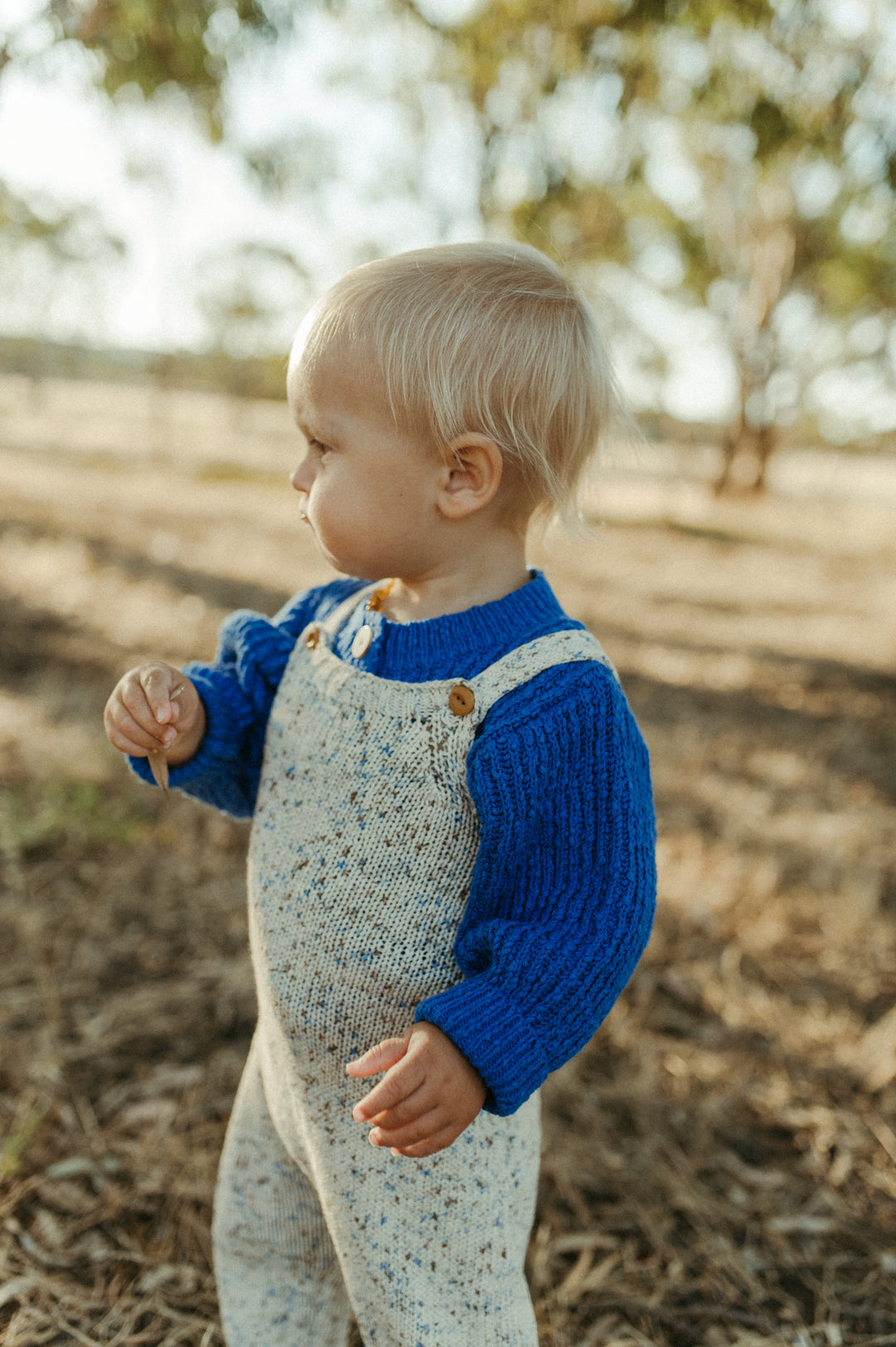 Grown Organic Textured Cardigan - Cobalt