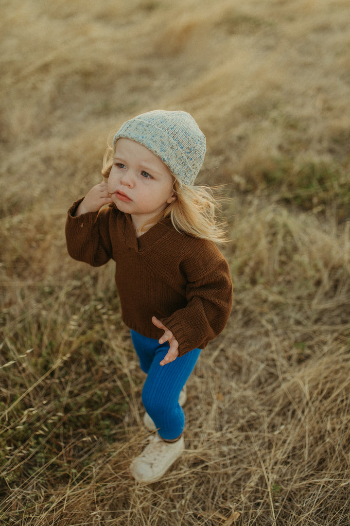 Grown Organic Ribbed Leggings - Cobalt