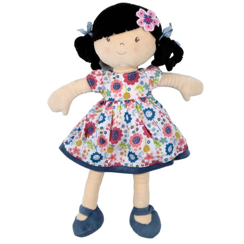 Lilac Flower Kid Doll with Black Hair