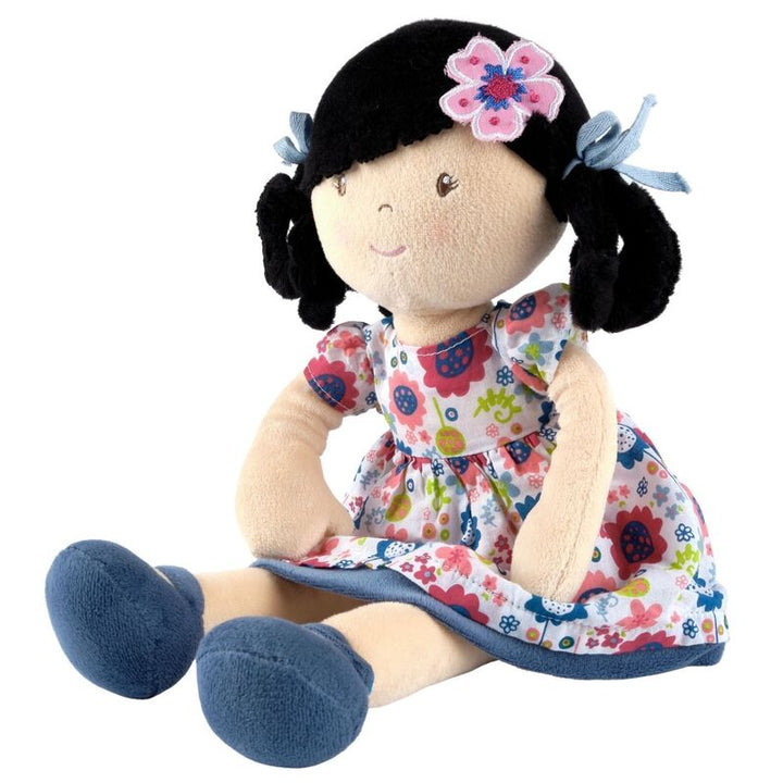 Lilac Flower Kid Doll with Black Hair