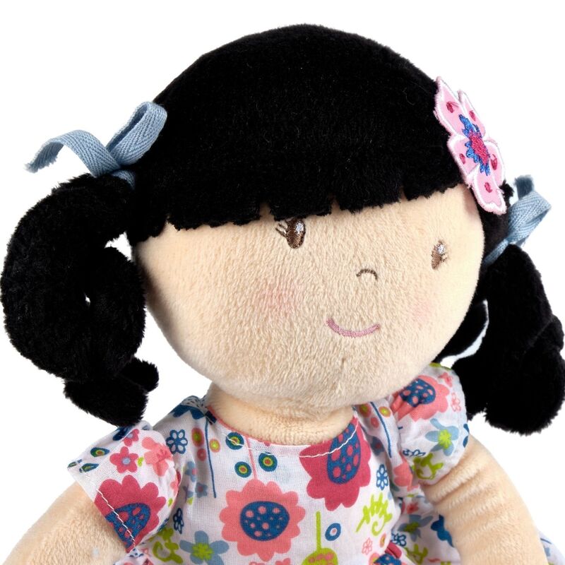 Lilac Flower Kid Doll with Black Hair