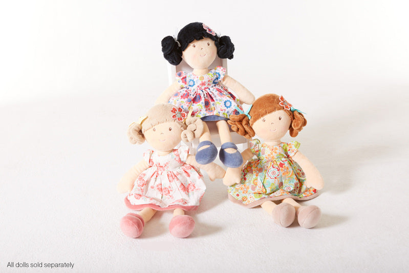 Lilac Flower Kid Doll with Black Hair