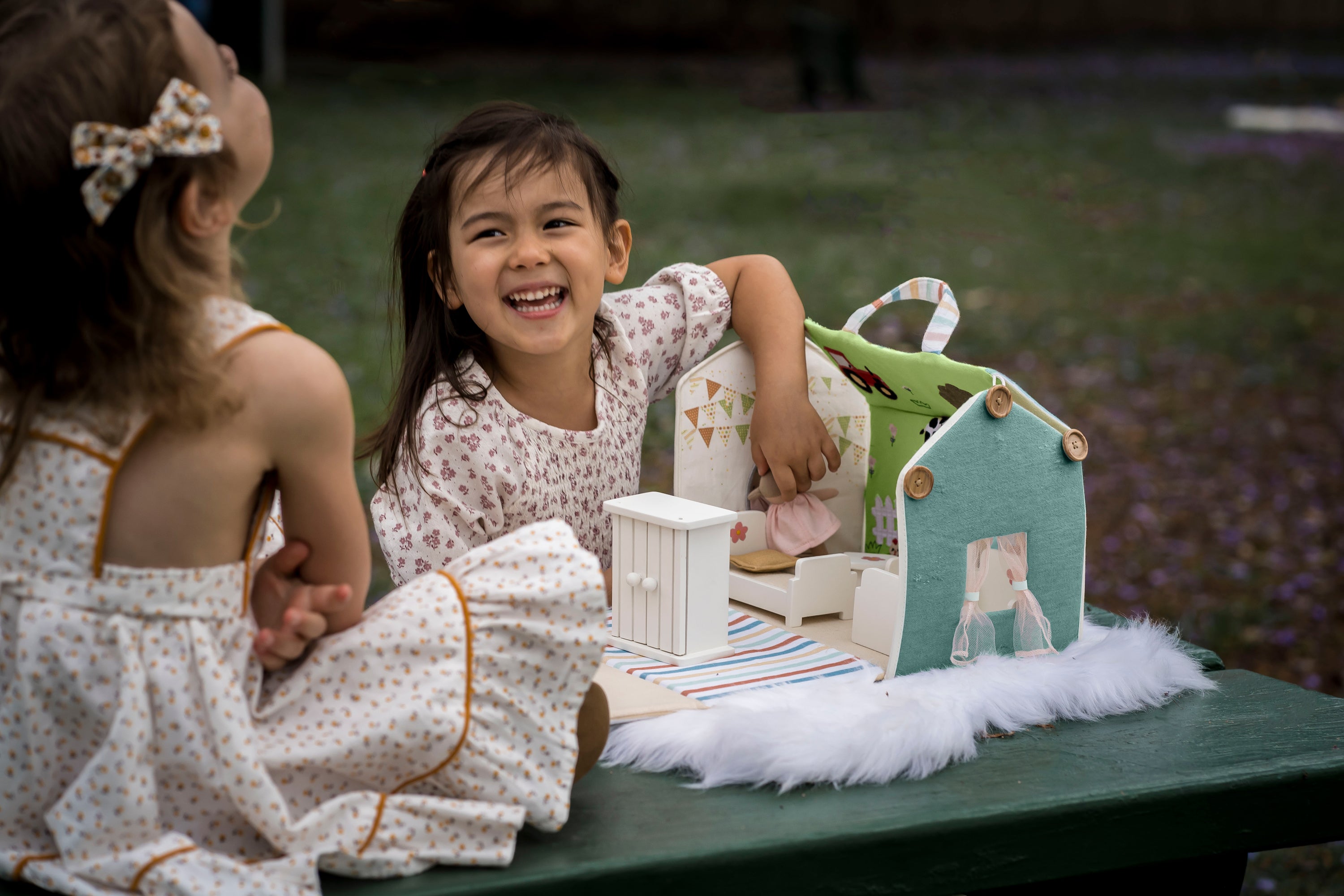 Doll House with Wooden Furniture and Doll