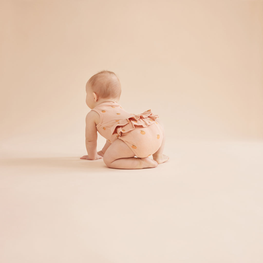 Organic Terry Ruffle Bodysuit - Pineapple