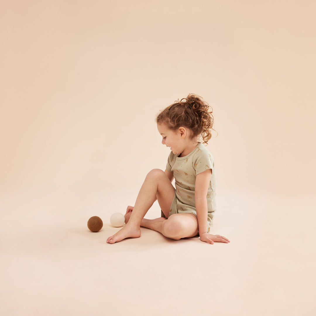 Wilson & Frenchy Organic Rib Short Sleeve Pyjamas - Perfect Pears