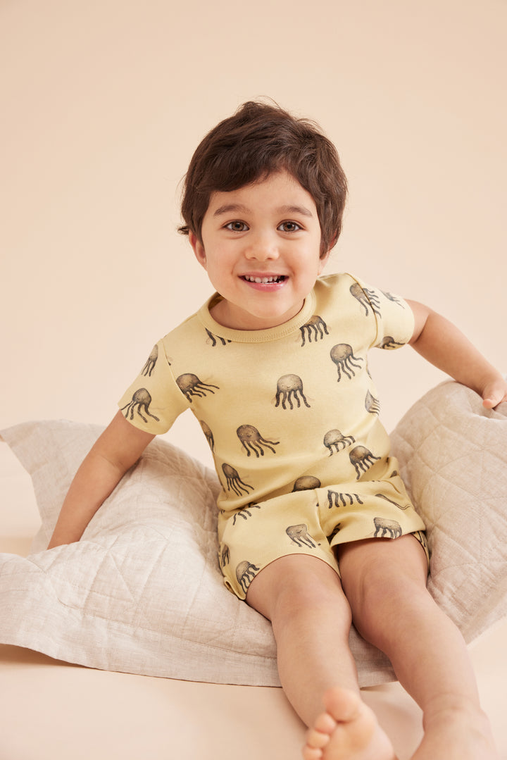 Wilson & Frenchy Organic Rib Short Sleeve Pyjamas - Ollie Octopus