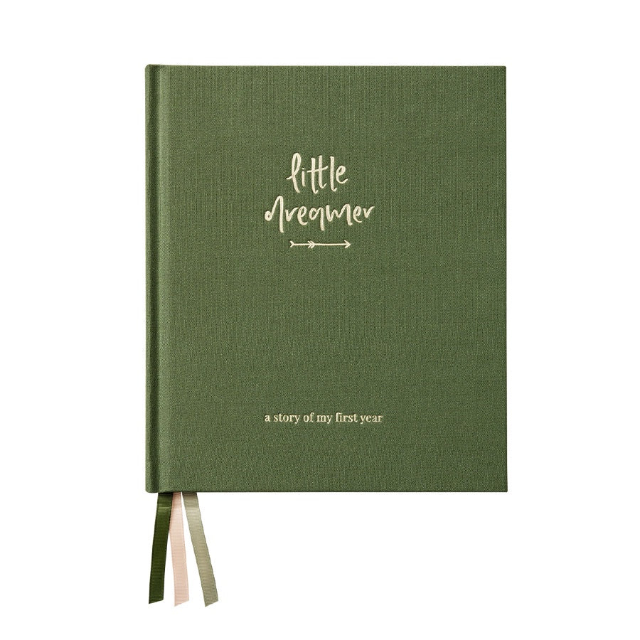 Boxed Linen Cover Luxe Baby Journal - Forest