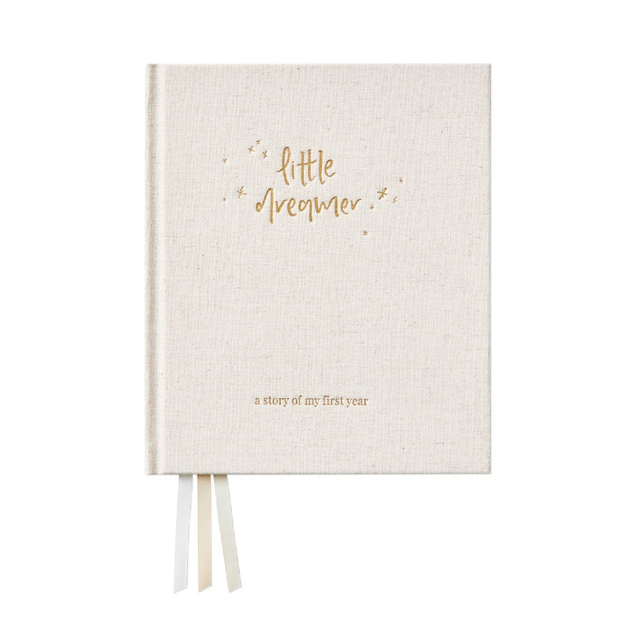 Boxed Linen Cover Luxe Baby Journal - Stardust