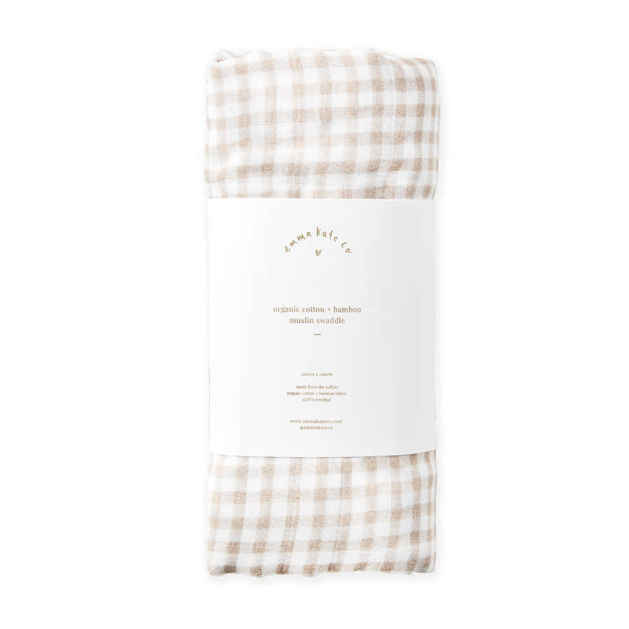 Emma Kate Co. Baby Swaddle - Cocoa Gingham