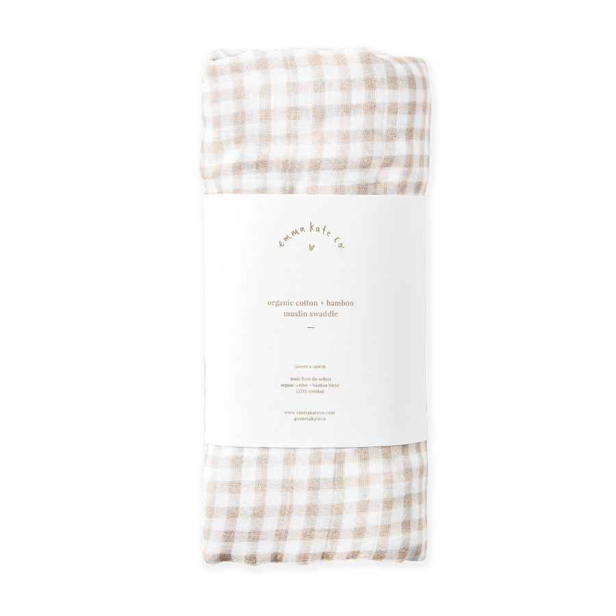 Baby Swaddle - Cocoa Gingham