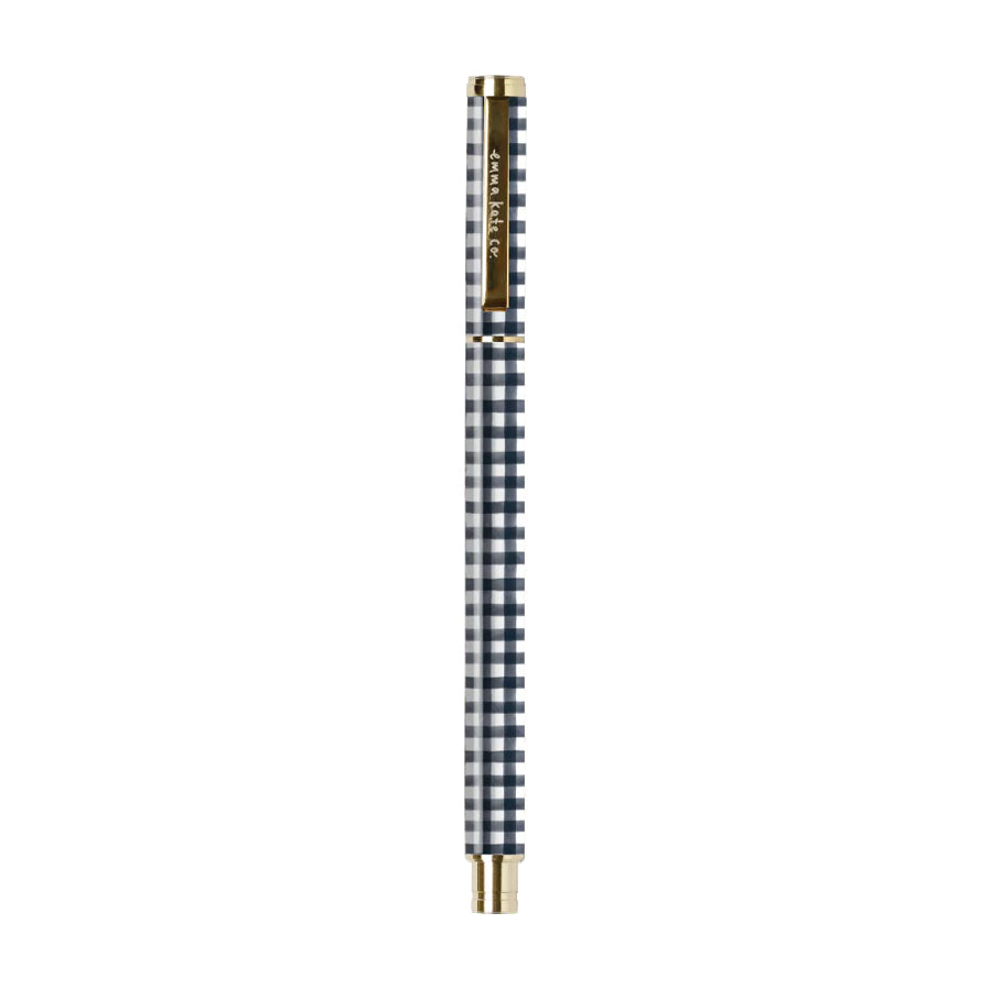 Metal Rollerball Pen | Navy Gingham