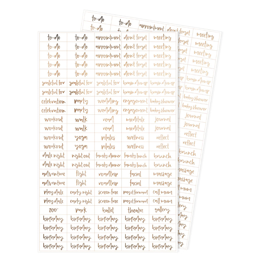 Emma Kate Co. Word Stickers | Busy Bee | Champagne Gold | 2 Sheets
