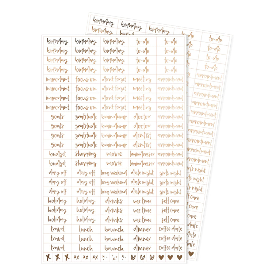 Emma Kate Co. Word Stickers | The Essentials | Champagne Gold | 2 Sheets